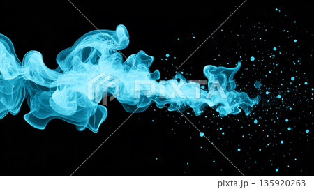 Graphic smoke on dark background. White graphic smoke. AI Generated. 135920263