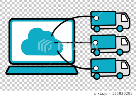 Cloud-based vehicle dispatch and route management illustration 135920295