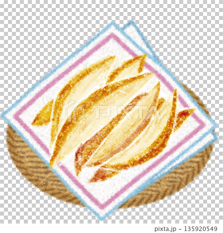 ざるに乗った皮付きフライドポテト 135920549
