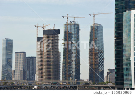 construction of skyscrapers in Moscow city construction of skyscrapers in Moscow city 135920969