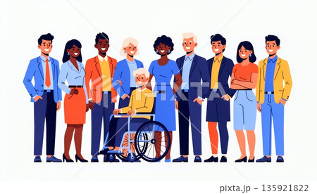 多様性のあるビジネスチームのイラスト 135921822