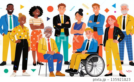 多様性のあるビジネスチームのイラスト 多様性のあるビジネスチームのイラスト 135921823