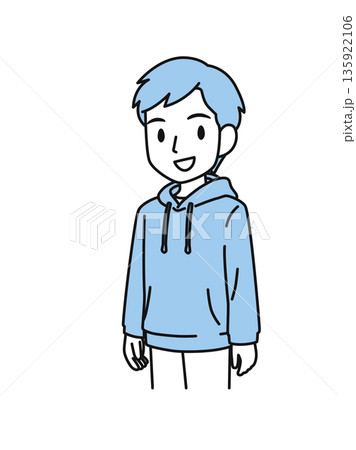 笑顔で微笑むカジュアルな服装の男性のイラスト素材 135922106