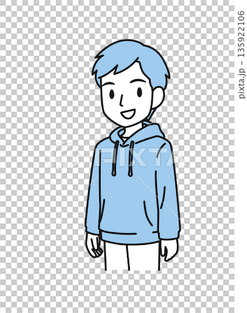 笑顔で微笑むカジュアルな服装の男性のイラスト素材 135922106