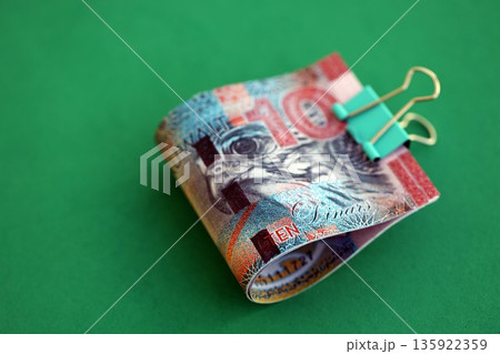 Kuwaiti dinar money bills in big amount on green close up. Finance and banking concept Kuwaiti dinar money bills in big amount on green close up. Finance and banking concept 135922359