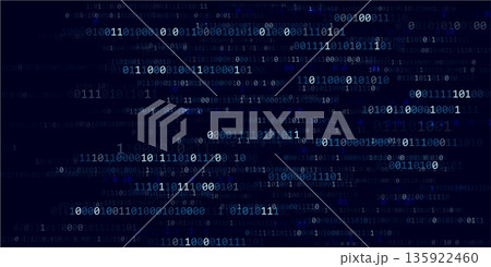Matrix binary code background with data stream...のイラスト素材 [135922460 ...