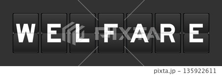 Black color analog flip board with word welfare on gray background 135922611