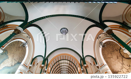 The Ceiling Of Saigon Central Post Office In Ho Chi Minh City, Vietnam. The Ceiling Of Saigon Central Post Office In Ho Chi Minh City, Vietnam. 135922722