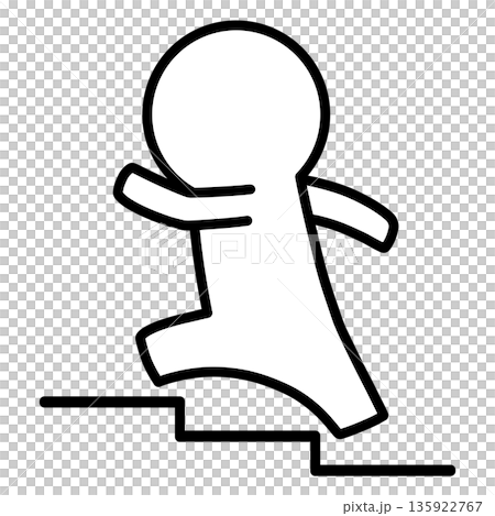 Illustration of a person running up the stairs Illustration of a person running up the stairs 135922767