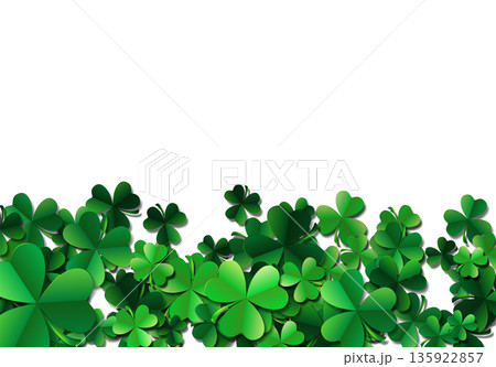 Saint Patricks day background with sprayed green clover leaves o Saint Patricks day background with sprayed green clover leaves o 135922857