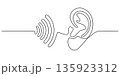 Human Ear with Sound Waves One Continuous Line Art Hearing Sense Listening Anatomy Vector Illustration 135923312