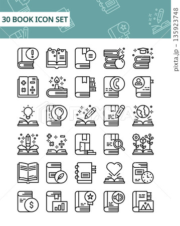 set of 30 book icon, simple line style icon set vector illustration set of 30 book icon, simple line style icon set vector illustration 135923748