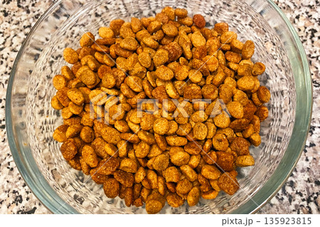 Bowl of Dry Pet Food Kibble Bowl of Dry Pet Food Kibble 135923815