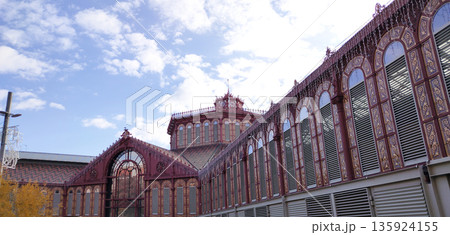 Facade of the Sant Antoni Market. Barcelona, Catalonia at Spain. Facade of the Sant Antoni Market. Barcelona, Catalonia at Spain. 135924155