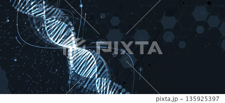 Futuristic genome, DNA strands, connected neural web, science wallpaper 135925397