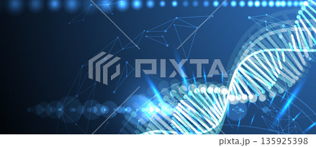 Futuristic genome, DNA strands, connected neural web, science wallpaper 135925398