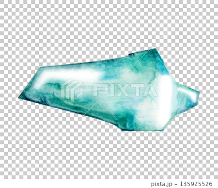 A geometric glass fragment on an isolated background. Watercolor illustration of a translucent green piece of glass. Realistic clipart for your design. A geometric glass fragment on an isolated background. Watercolor illustration of a translucent green piece of glass. Realistic clipart for your design. 135925526