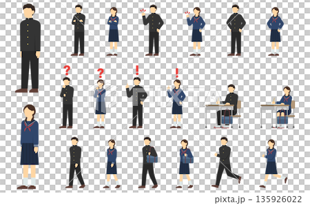 平面插畫：國中生套裝（冬季服飾） 135926022