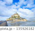 Historic Mont Saint-Michel island with medieval architecture and tidal waters 135926182