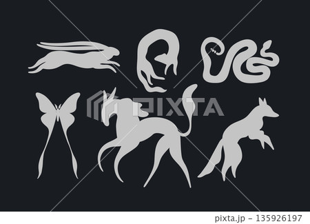 Animals set in modern art style black 135926197