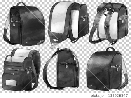 黑色書包插圖，手繪水彩風格 135926547