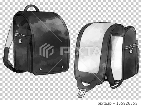 黑色書包插圖,手繪水彩風格 黑色書包插圖,手繪水彩風格 135926555