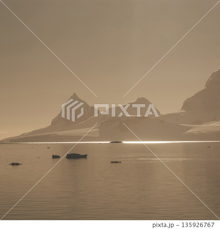 Antarctic mountains landscape , Near Port Lacroix, Antartica. 135926767