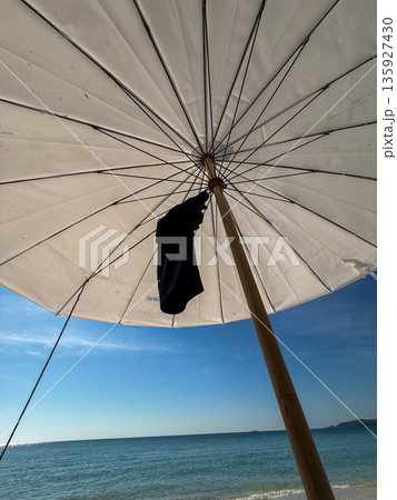 Beach Umbrella Interior With Sea View Beach Umbrella Interior With Sea View 135927430