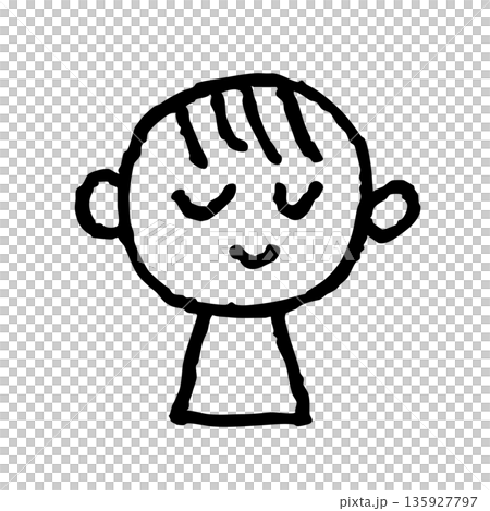 目を閉じて微笑む手描き風の子どもの顔イラスト シンプルでかわいい人物アイコン 線画 目を閉じて微笑む手描き風の子どもの顔イラスト シンプルでかわいい人物アイコン 線画 135927797
