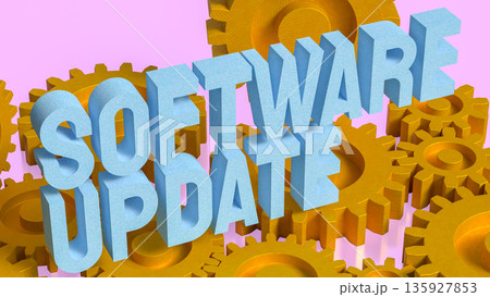 Software Update Automation Concept With Golden Gears 3d render. 135927853