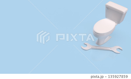 Bathroom Toilet Repair And Plumbing Maintenance Concept Background 3d render. Bathroom Toilet Repair And Plumbing Maintenance Concept Background 3d render. 135927859