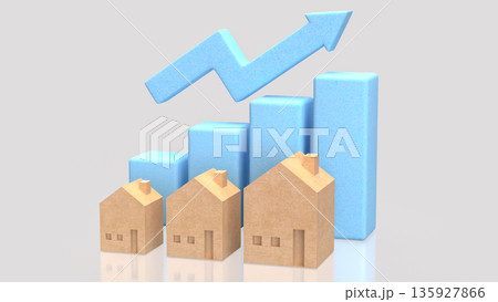 Real Estate Market Growth Concept with Rising Property Value Chart 3d render. Real Estate Market Growth Concept with Rising Property Value Chart 3d render. 135927866