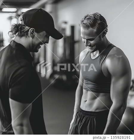 ジムでトレーナーが指導するパーソナルトレーニング 135928191