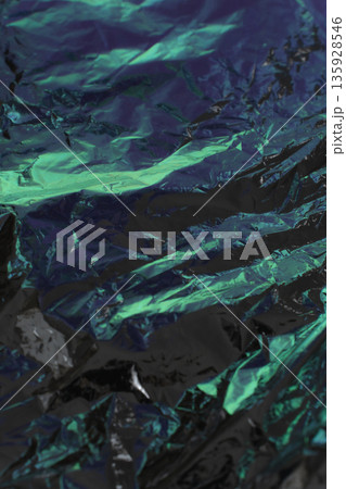 Iridescent dark metallic foil texture background 135928546