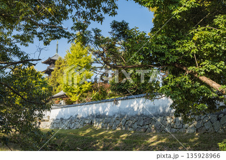 日本　岡山県総社市にある備中国分寺の五重塔 135928966