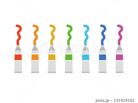 7色の絵の具セット 135929102