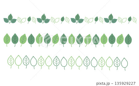 爽やかな手描きの葉っぱのライン素材 135929227