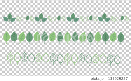 爽やかな手描きの葉っぱのライン素材 135929227