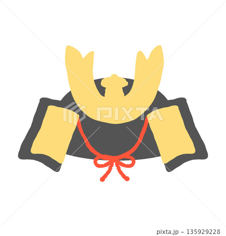 シンプルな手描き風の兜のイラスト 135929228