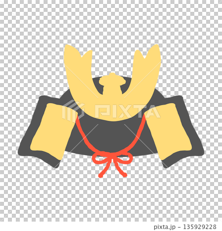 シンプルな手描き風の兜のイラスト 135929228