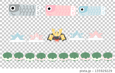 端午の節句の手描きでかわいいパーツの罫線素材 135929229