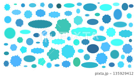 Set of wavy blue blob shapes. Monochrome fluid spots and organic islands for cool backgrounds, minimal layouts 135929412