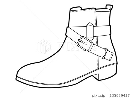 Harness boot women single line. Strap detail ankle boot for night out and streetwear styling. Technical fashion Harness boot women single line. Strap detail ankle boot for night out and streetwear styling. Technical fashion 135929437