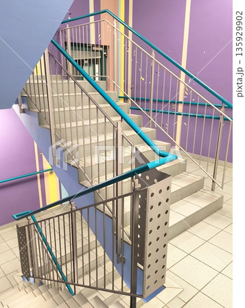Staircase interior in blue and purple tones 135929902
