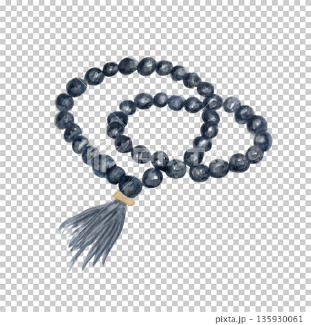 Prayer rope watercolor illustration isolated on white. Perfect for Christian design, church graphics, devotional layouts and contemplative content. Devotion, faith and spiritual practice during Lent 135930061