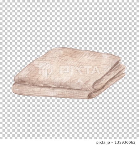 Folded linen cloth watercolor illustration isolated on white ideal for Christian design, church layouts, sermon slides, devotional materials and calm spiritual backgrounds. Simplicity, fasting season Folded linen cloth watercolor illustration isolated on white ideal for Christian design, church layouts, sermon slides, devotional materials and calm spiritual backgrounds. Simplicity, fasting season 135930062