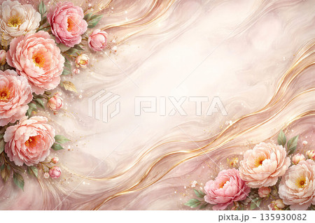 華やかでラグジュアリーな感じの花背景イラスト 135930082