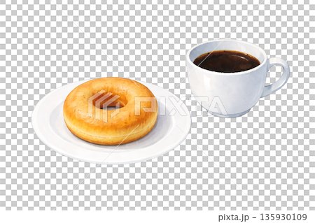 Simple cafe time illustration of donuts and coffee Simple cafe time illustration of donuts and coffee 135930109