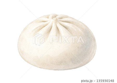 中華まんのシンプルなイラスト ふっくら蒸し料理の素材 135930148