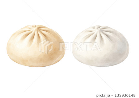 中華まんのシンプルなイラスト ふっくら蒸し料理の素材 135930149